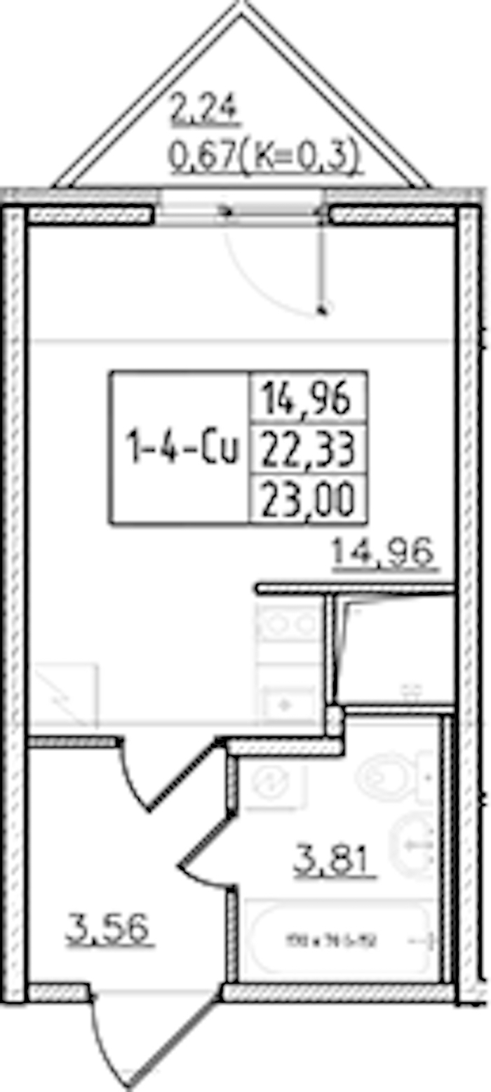 Квартира студия 23 м², 9/19 эт., ЖК «Мурино Клаб»